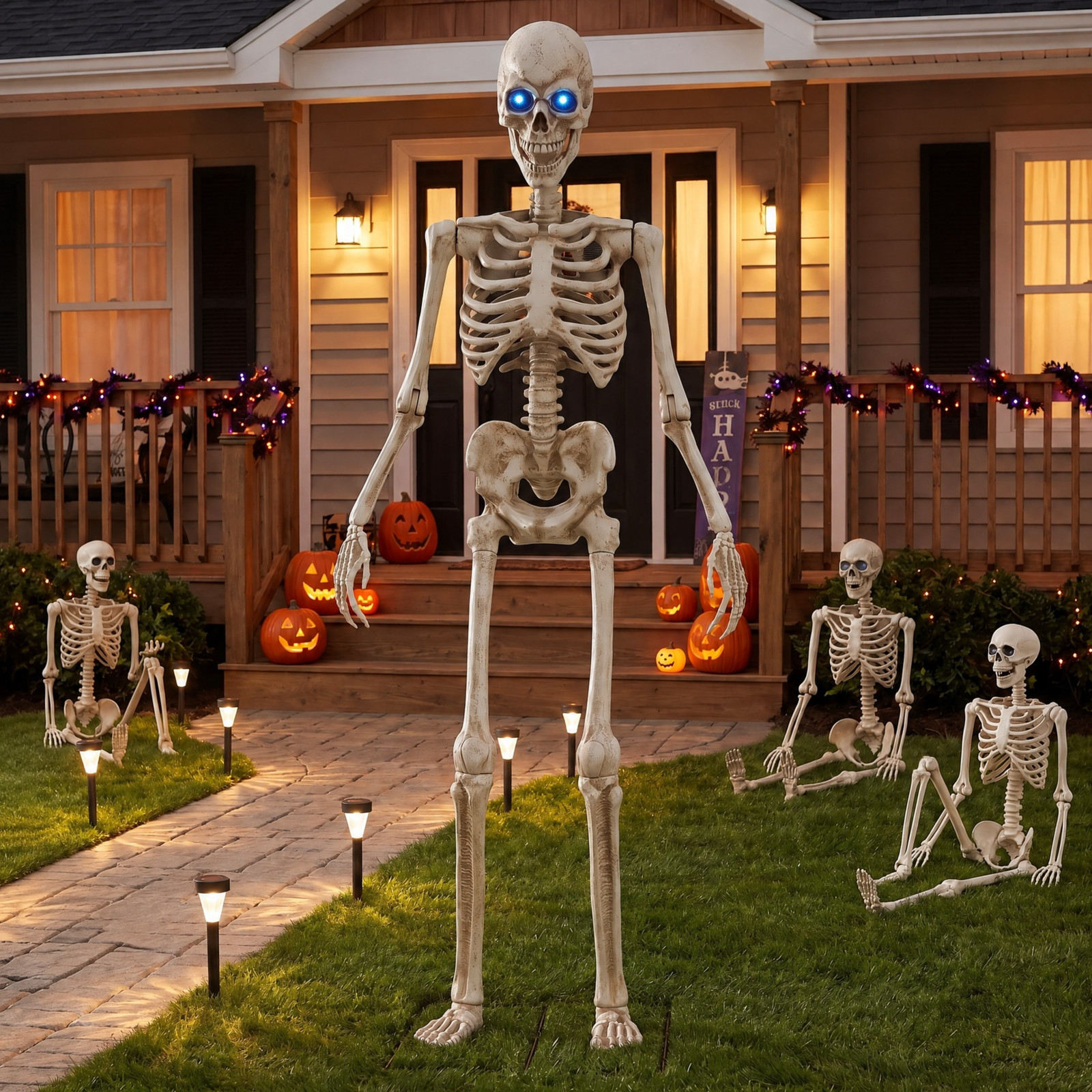 8 FT Animated Skeleton Plastic Halloween Outdoor Decoration