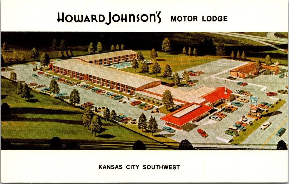 Howard Johnson's Motor Lodge Motel Kansas City Southwest Postcard Aerial View