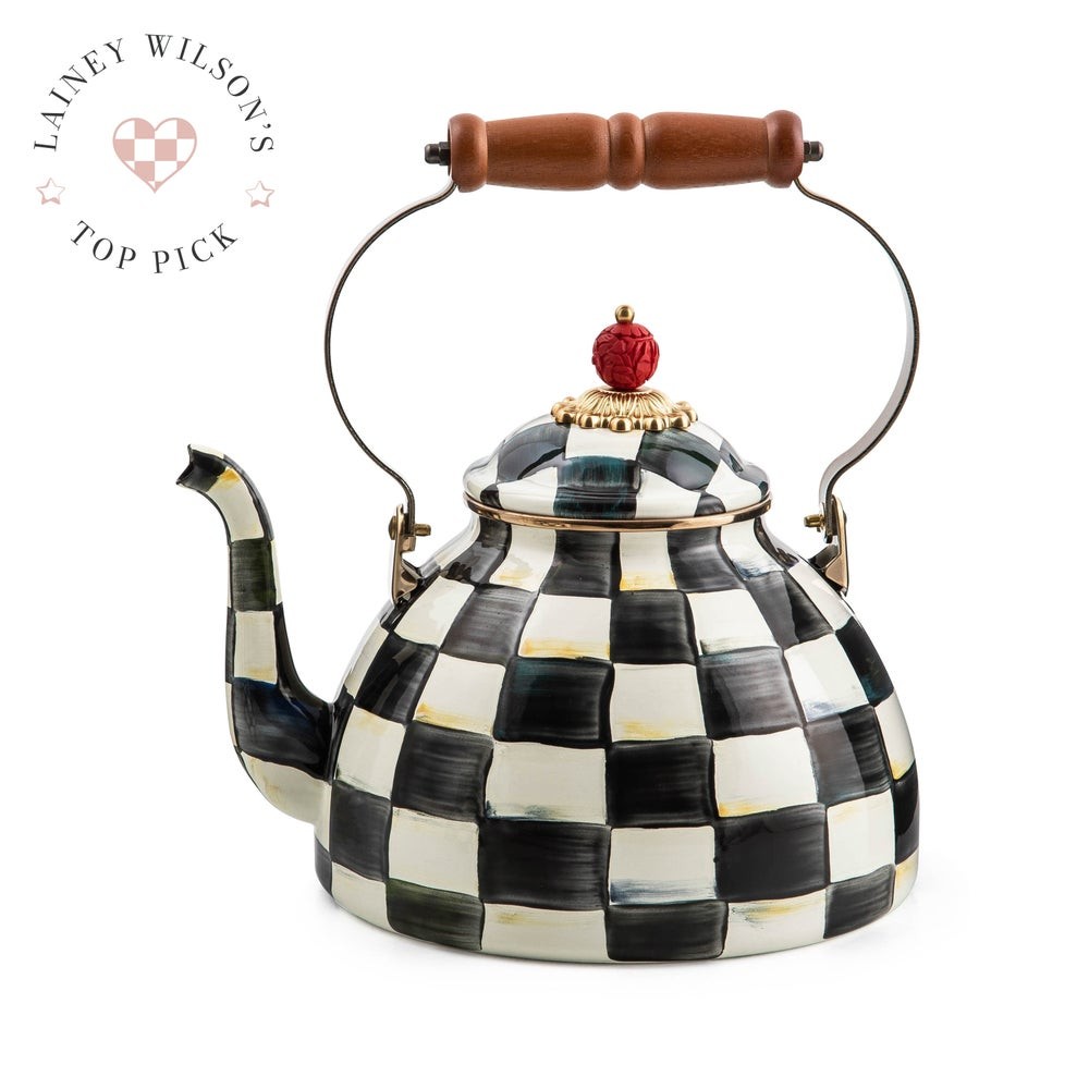 Mackenzie-Childs Courtly Check 3 Quart Tea Kettle