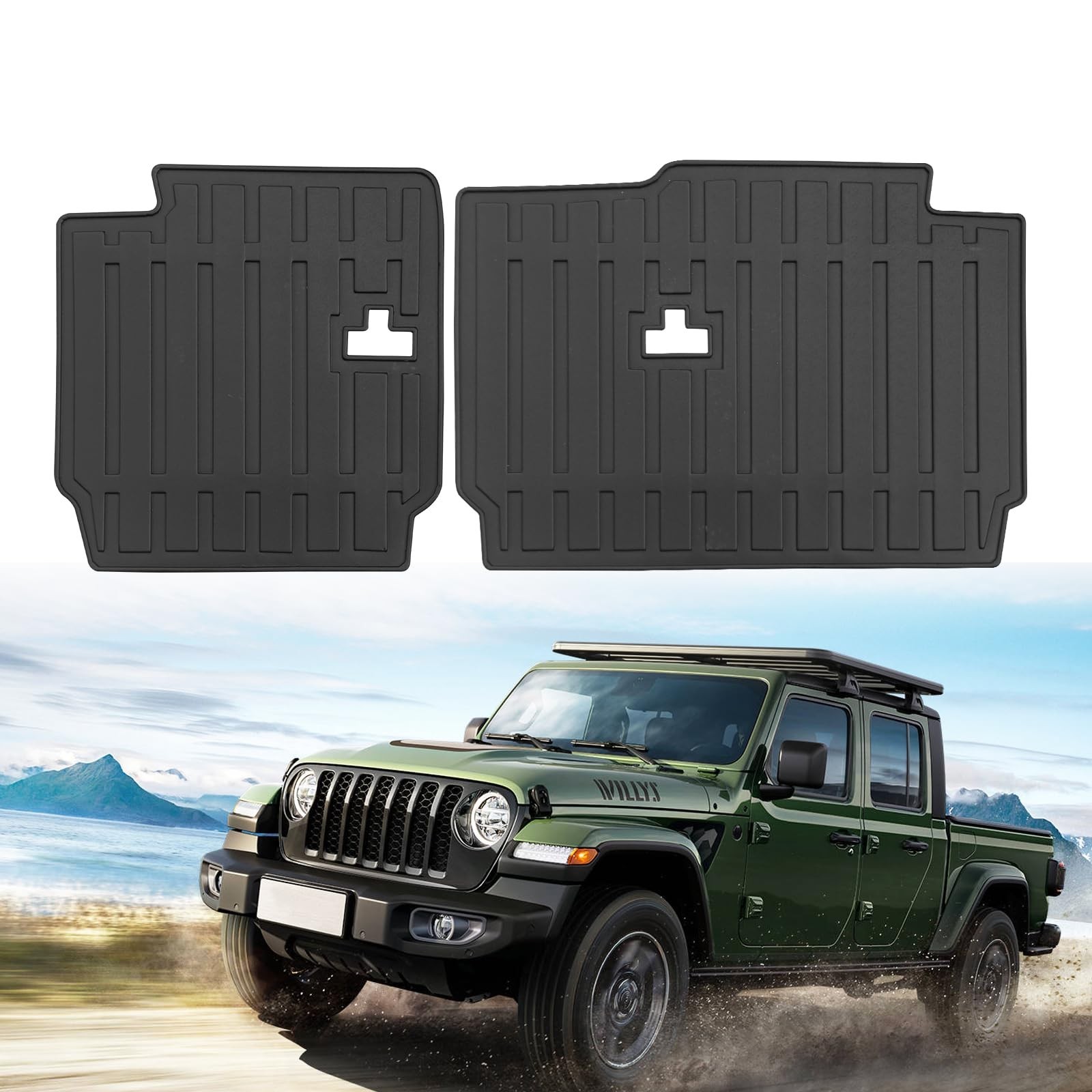 for 2020-2025 2026 Jeep Gladiator JT Rear Seat Backrest Mats All Weather TPE ...
