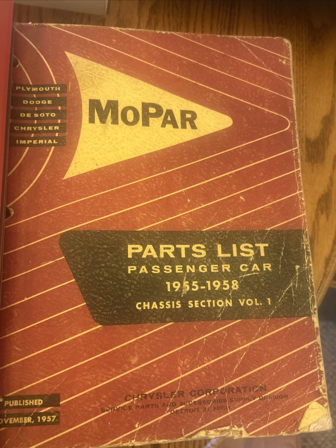 ORG MOPAR PARTS LIST 1955 1956 1957 1958 2 VOL CHRYSLER PLYMOUTH DODGE MANUALS