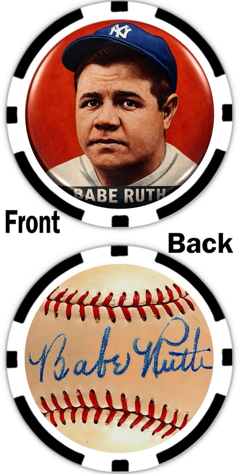 1948 LEAF BABE RUTH - COMMEMORATIVE POKER CHIP - GOLF BALL MARKER ***SIGNED***