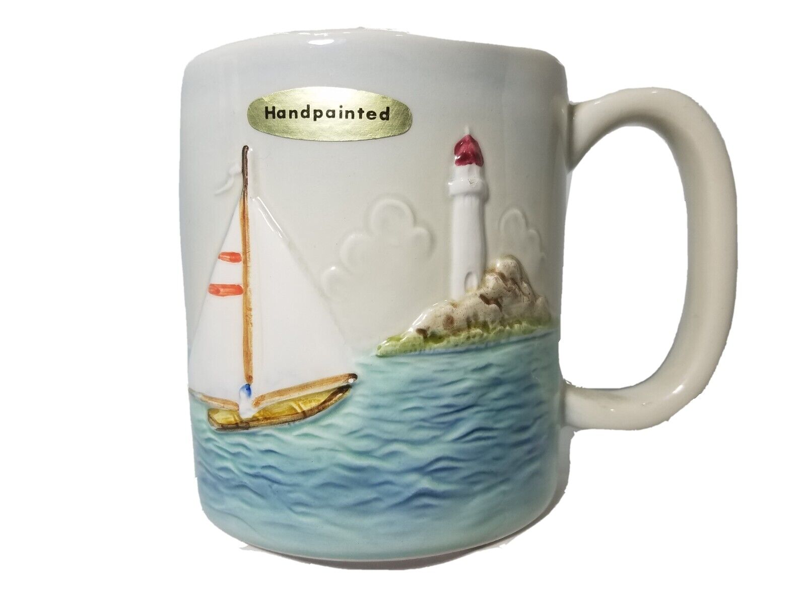 NOS Otagiri Japan Sailboat & Lighthouse Coffee/Tea Mug Nautical Ocean Seas