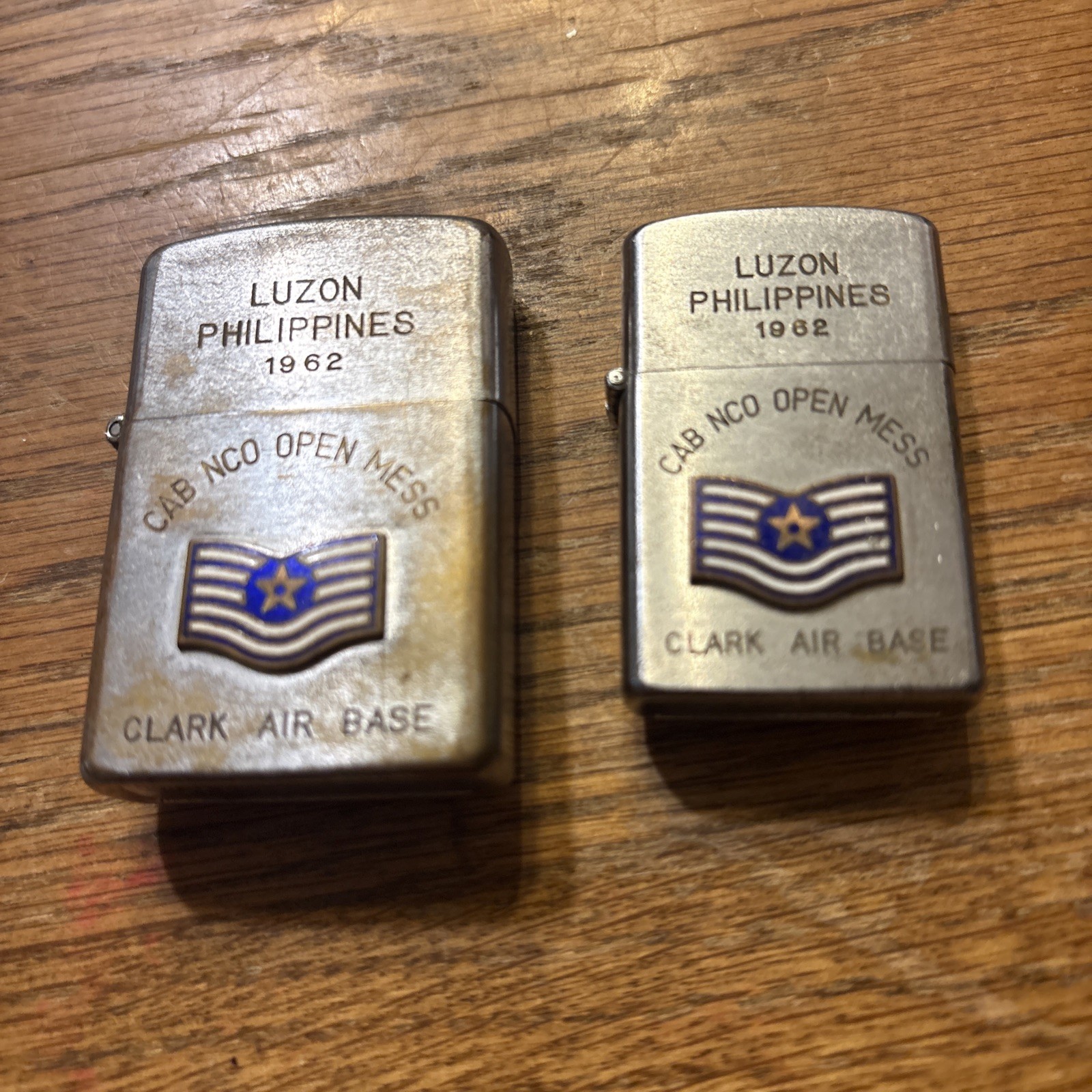  2 Vtg 1962 Vietnam Era penguin lighter Luzon Philippines Clark AFB NCO Mess 