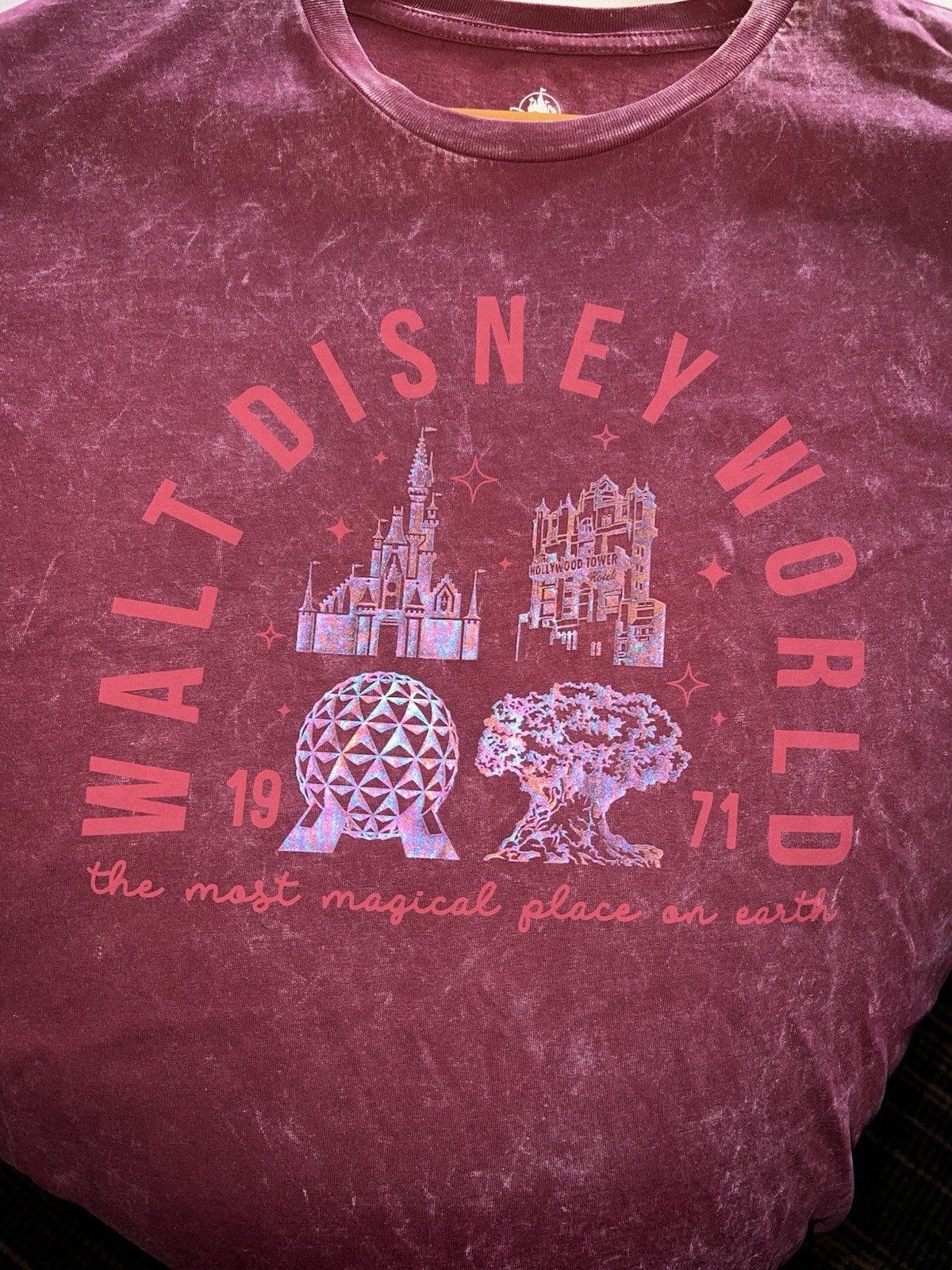 Disney Parks “Most Magical Place” Acid Wash Pink NWT Adult-M