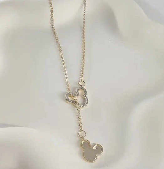 1 Gold Tone Mickey Mouse Necklace 1 Gold Tone Mickey Mouse Necklace