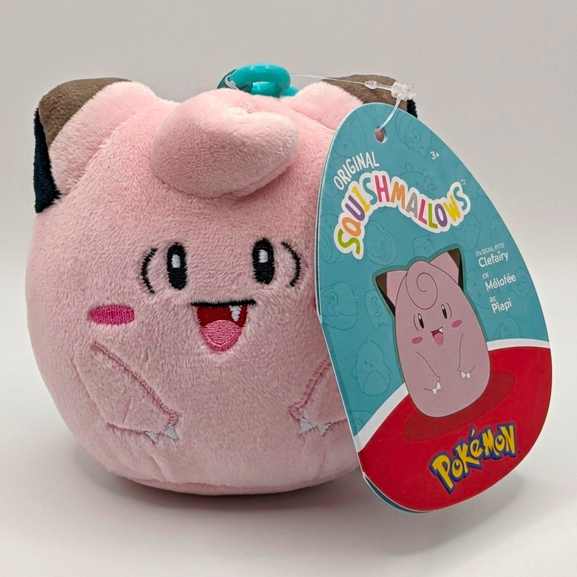 Squishmallows Pokémon Clefairy Pink Plush Clip-On Stuffed Animal w/ Label