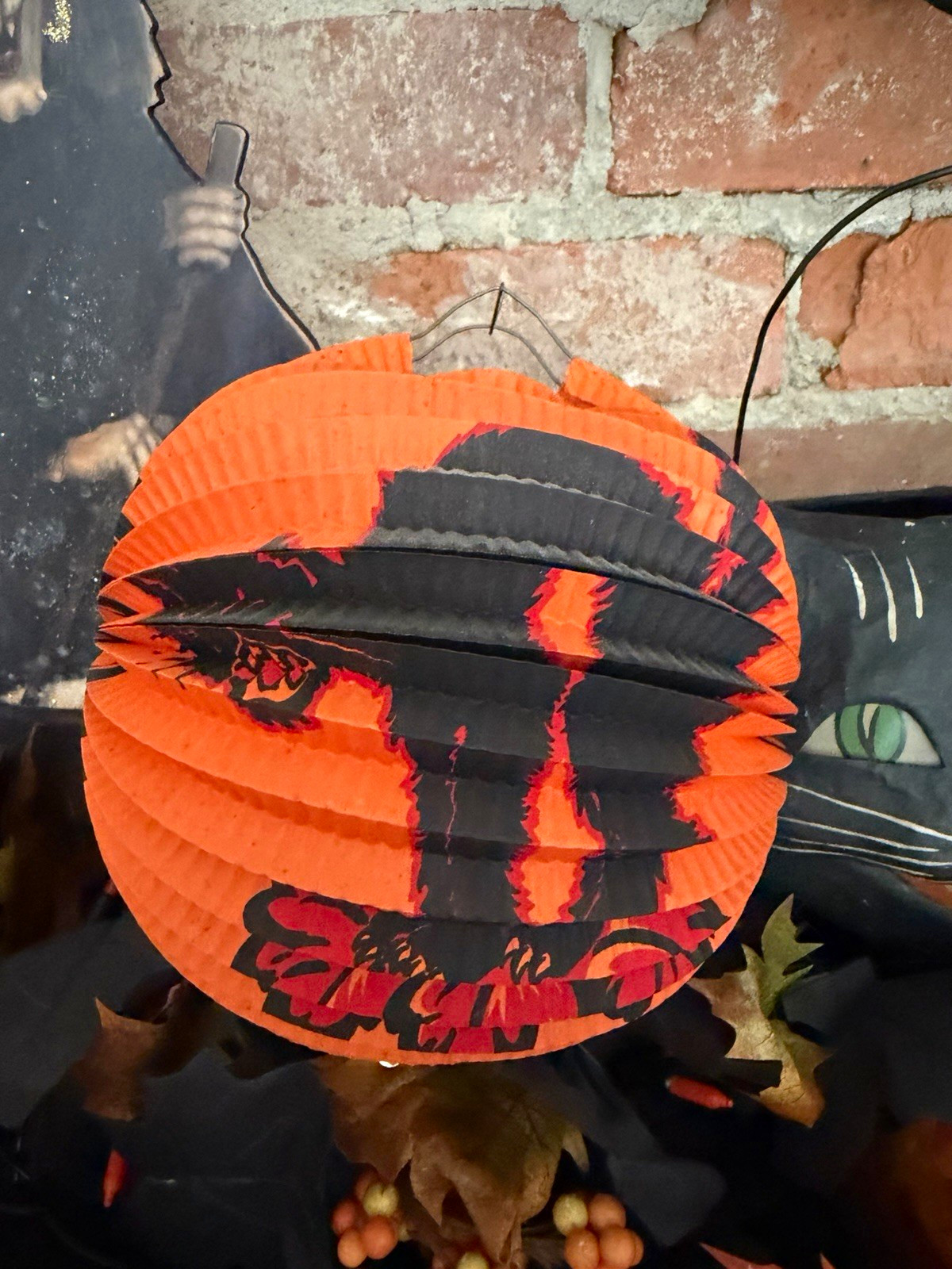 Antique/vintage German Black Cat Paper Halloween Lantern From The 20s Or 30s?