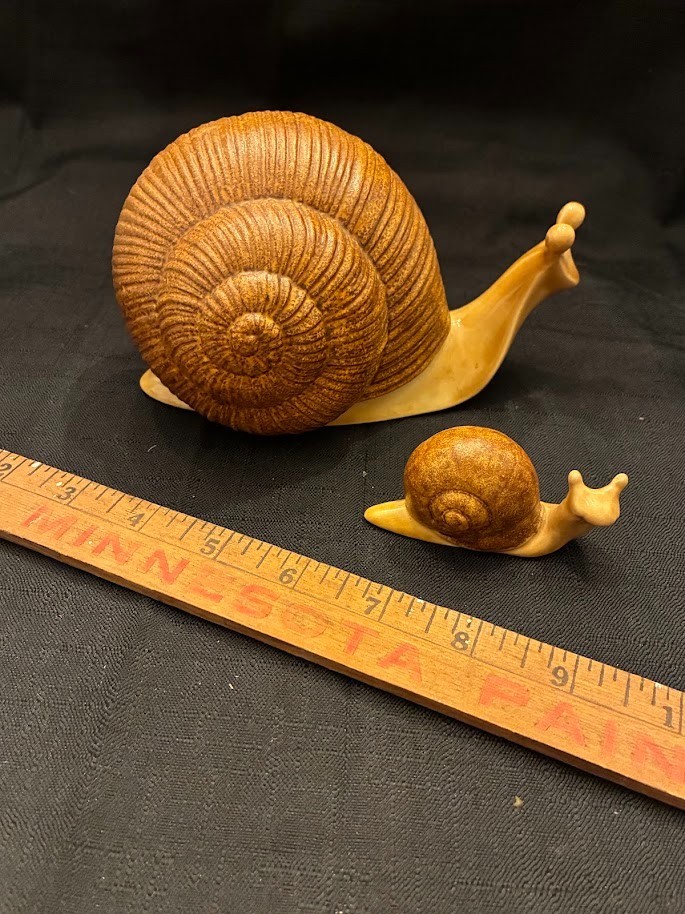 Vintage Hand Painted Ceramic Snail Pair Home/Garden Decor/sculpture/art