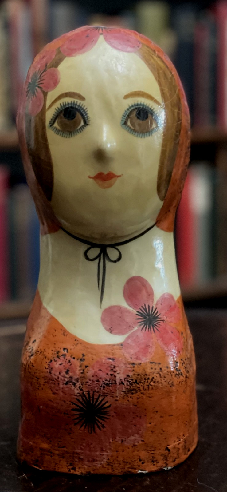 VINTAGE GEMMA TACCOGNA PAPIER MACHE BUST - MEXICO FOLK ART - SIGNED, 10