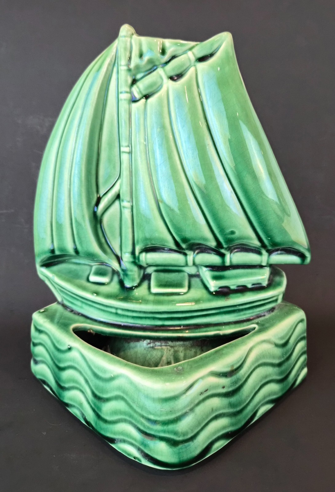 Vtg 1950s Mid Century Ceramic Sailboat TV Lamp Planter Retro MCM Nautical 