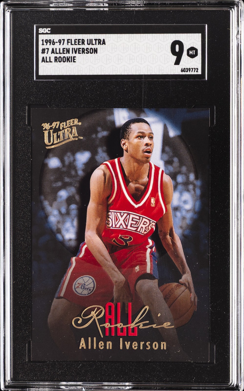 1996-97 FLEER ULTRA ALL ROOKIE #7 ALLEN IVERSON SGC 9