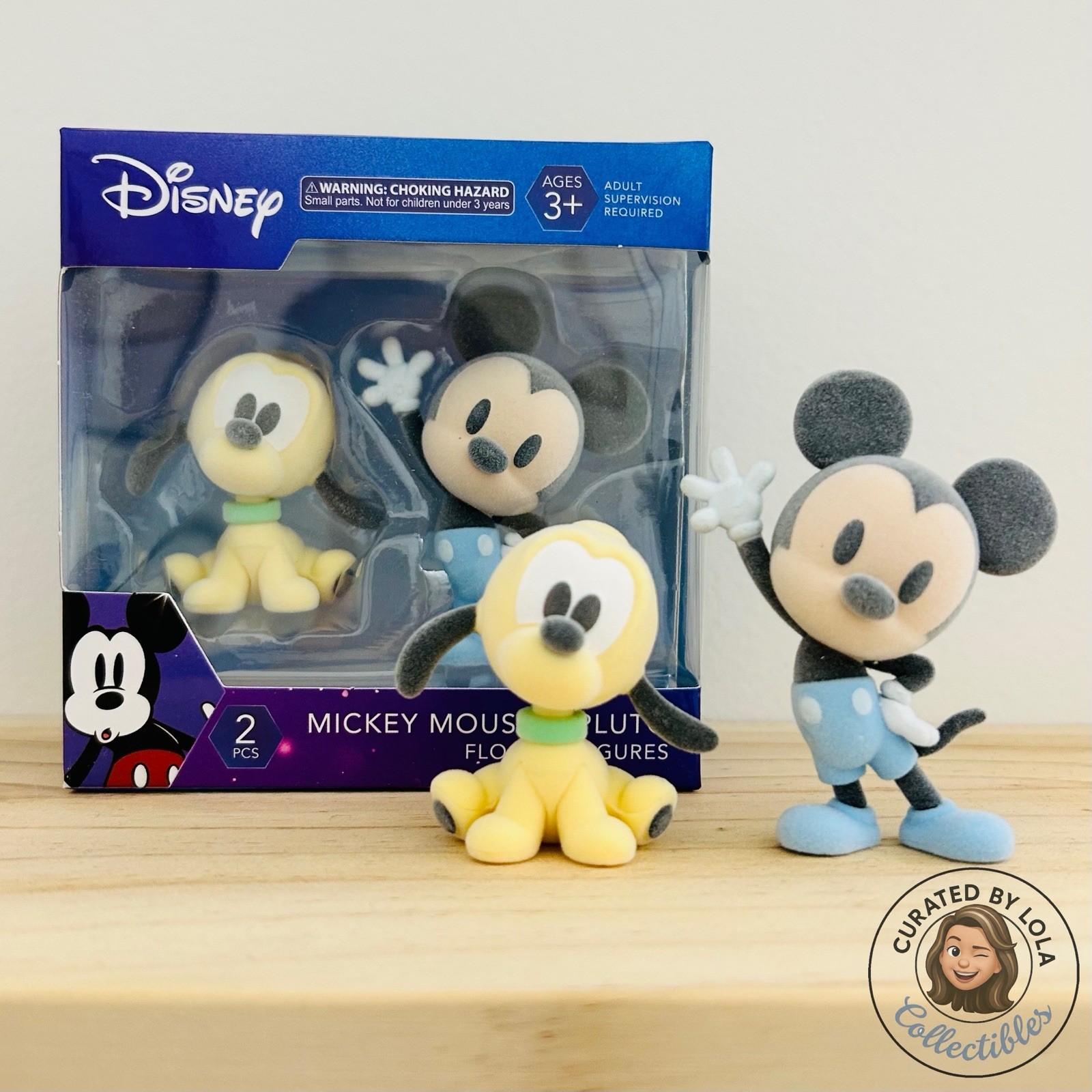 Disney Mickey Mouse Pluto Flocked Figures 2-Pack 2.5” Figurine Set New in Box