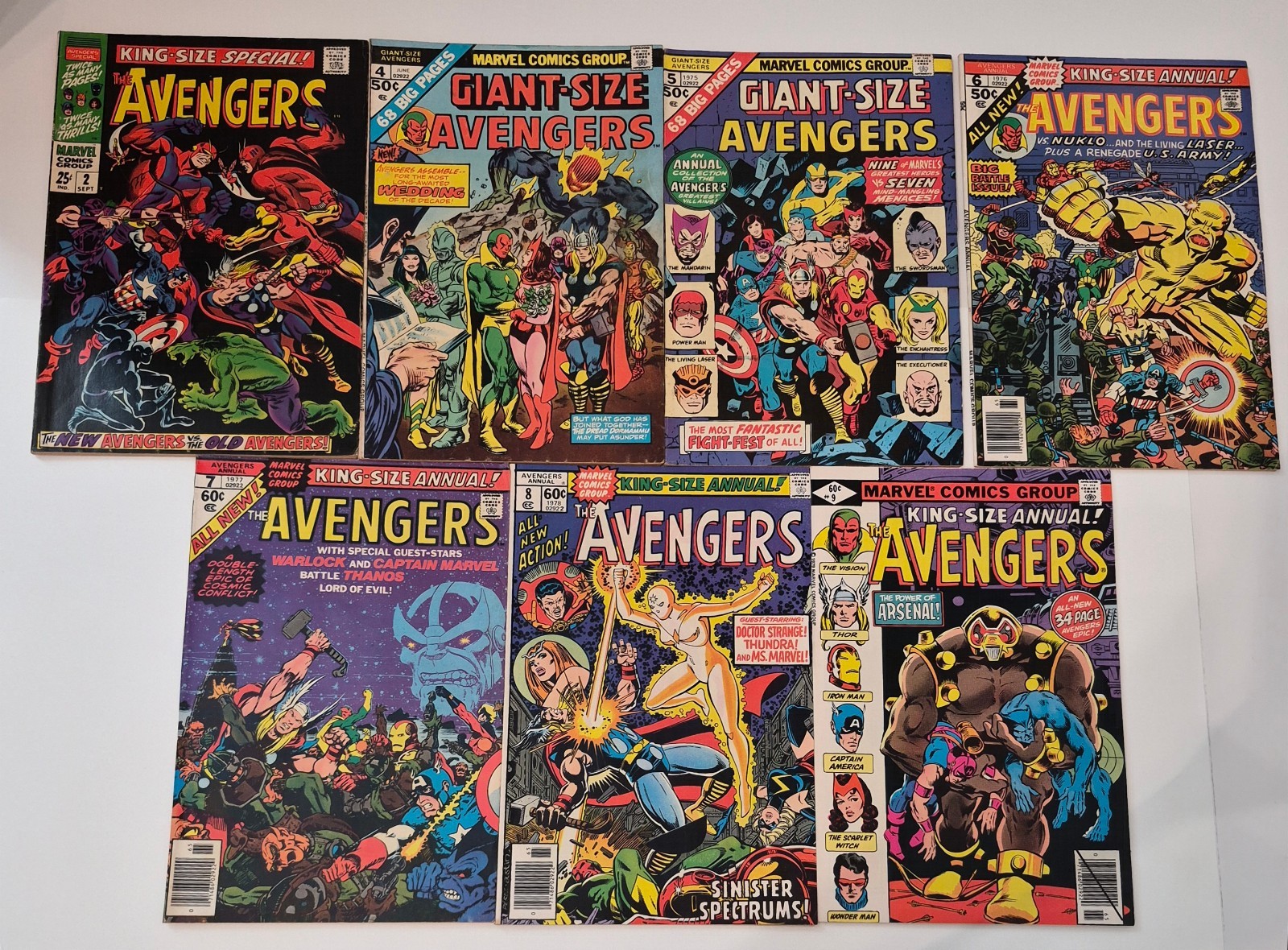 The Avengers Lot (7) #2-9* Annuals King-Giant Size VF- FN 1968 Silver Bronze Age