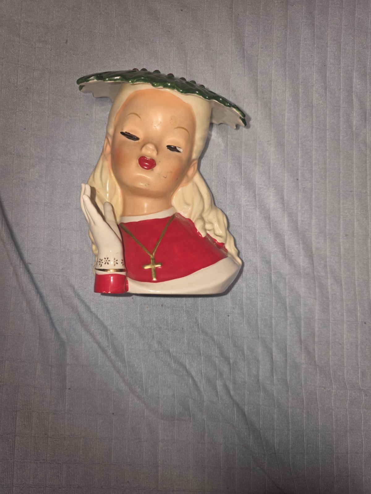 Vtg NAPCO CX2708 1957 Lady Head Vase Christmas AS IS.