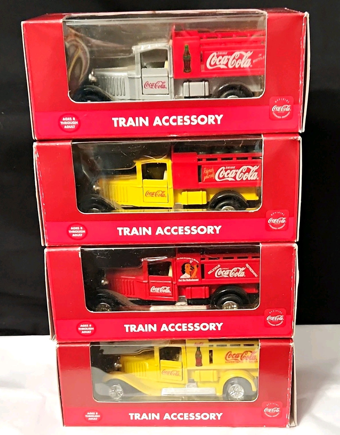 Vintage Coca Cola K Line Diecast Delivery Truck Train Accessory Lot of 4 New