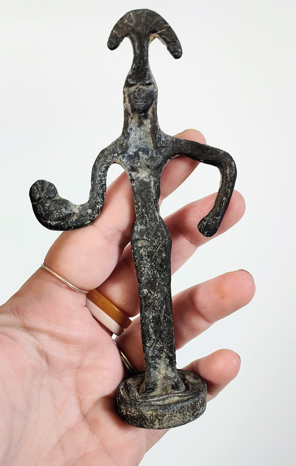 Vintage Brutalist Bronze Warrior Priest Figurine 5.5\