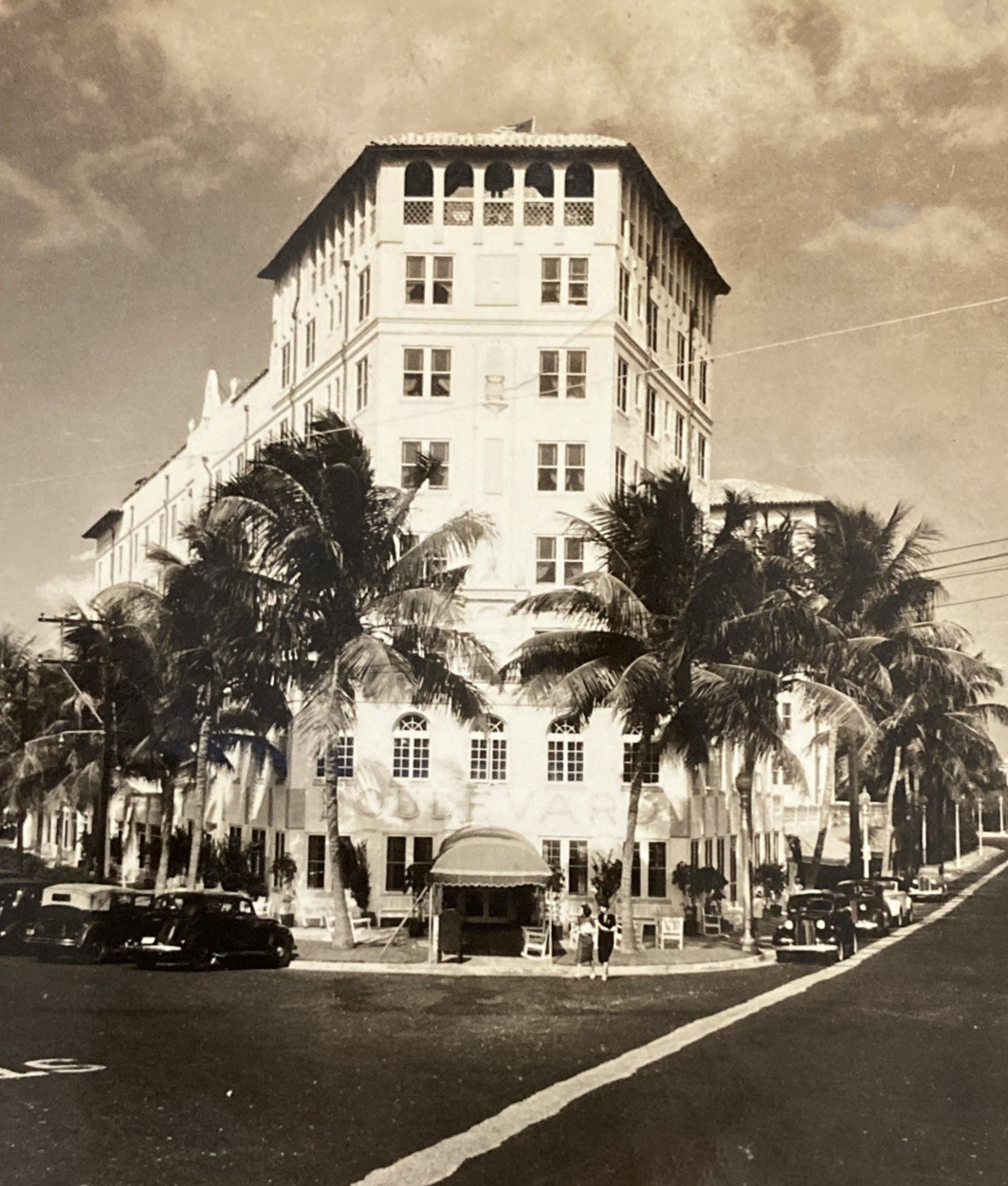 Miami Beach Florida Boulevard Hotel Dade Blvd Meridian Ave WF Gerecke 1940s RPPC