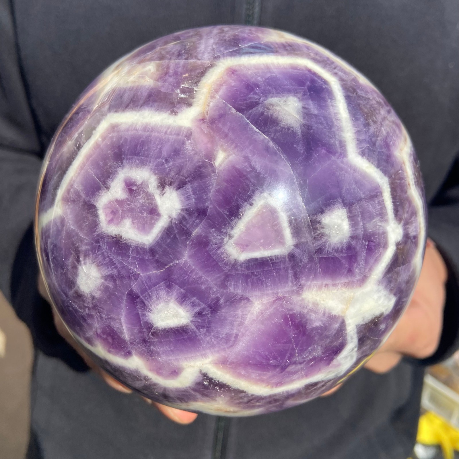 7.8lb Natural Dream Amethyst ball Quartz Crystal Chevron Amethyst Sphere Healing