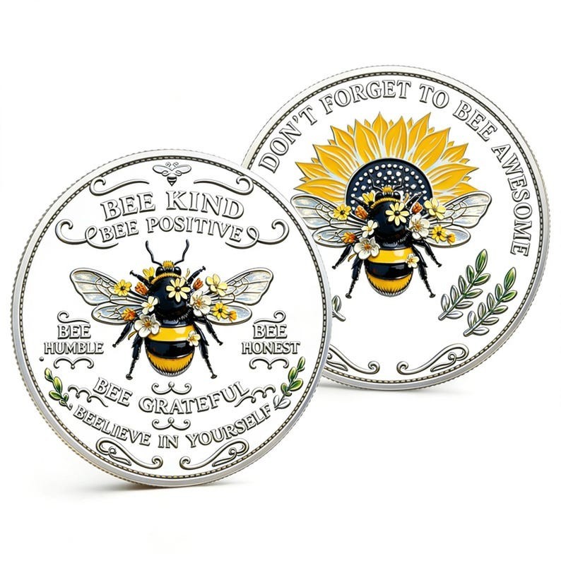 Bee Kind Inspirational Coin, Positive Bee Challenge Token
