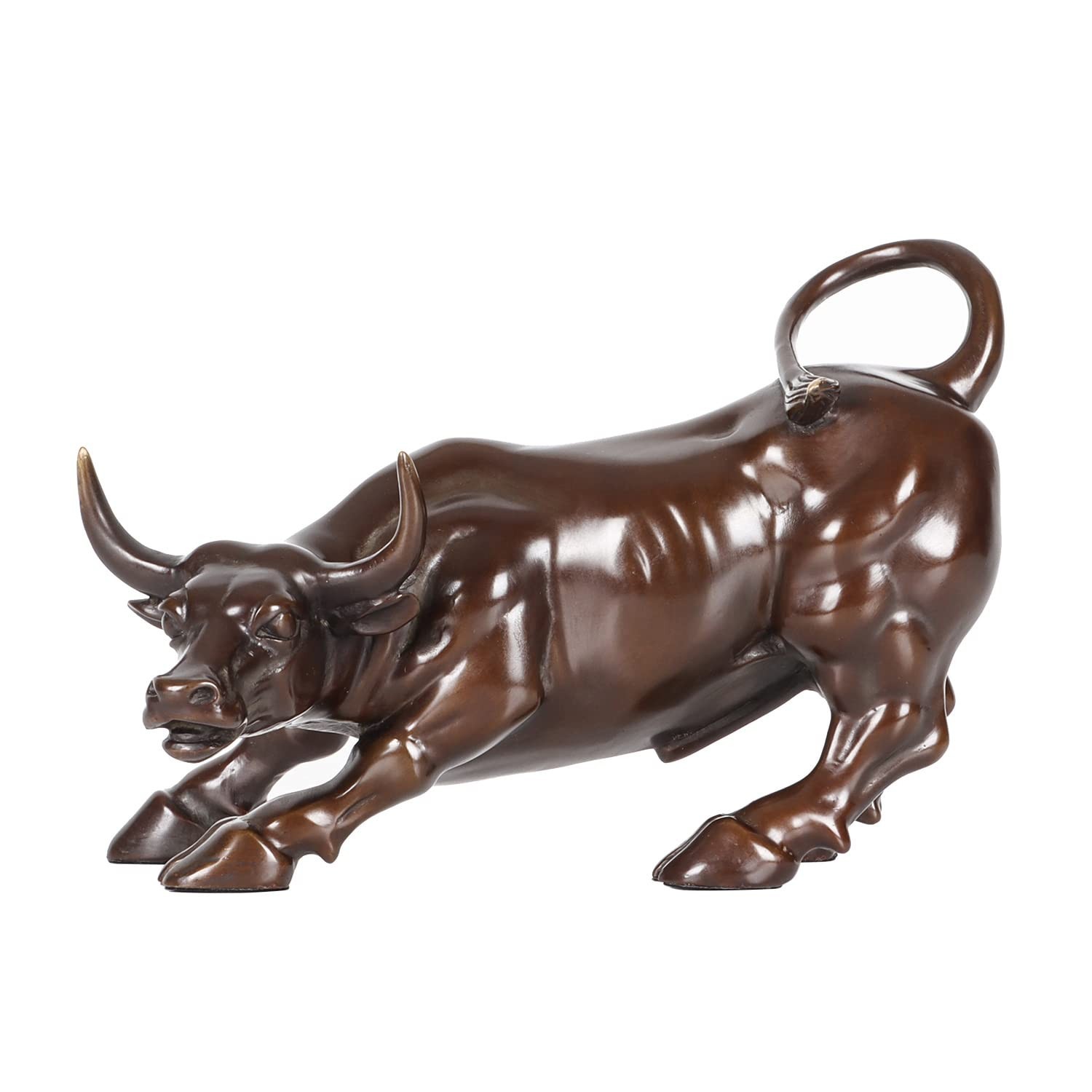 Bronze Wall Street Bull Statue Sculpture Stock Market Charging Bull Animal Fi...