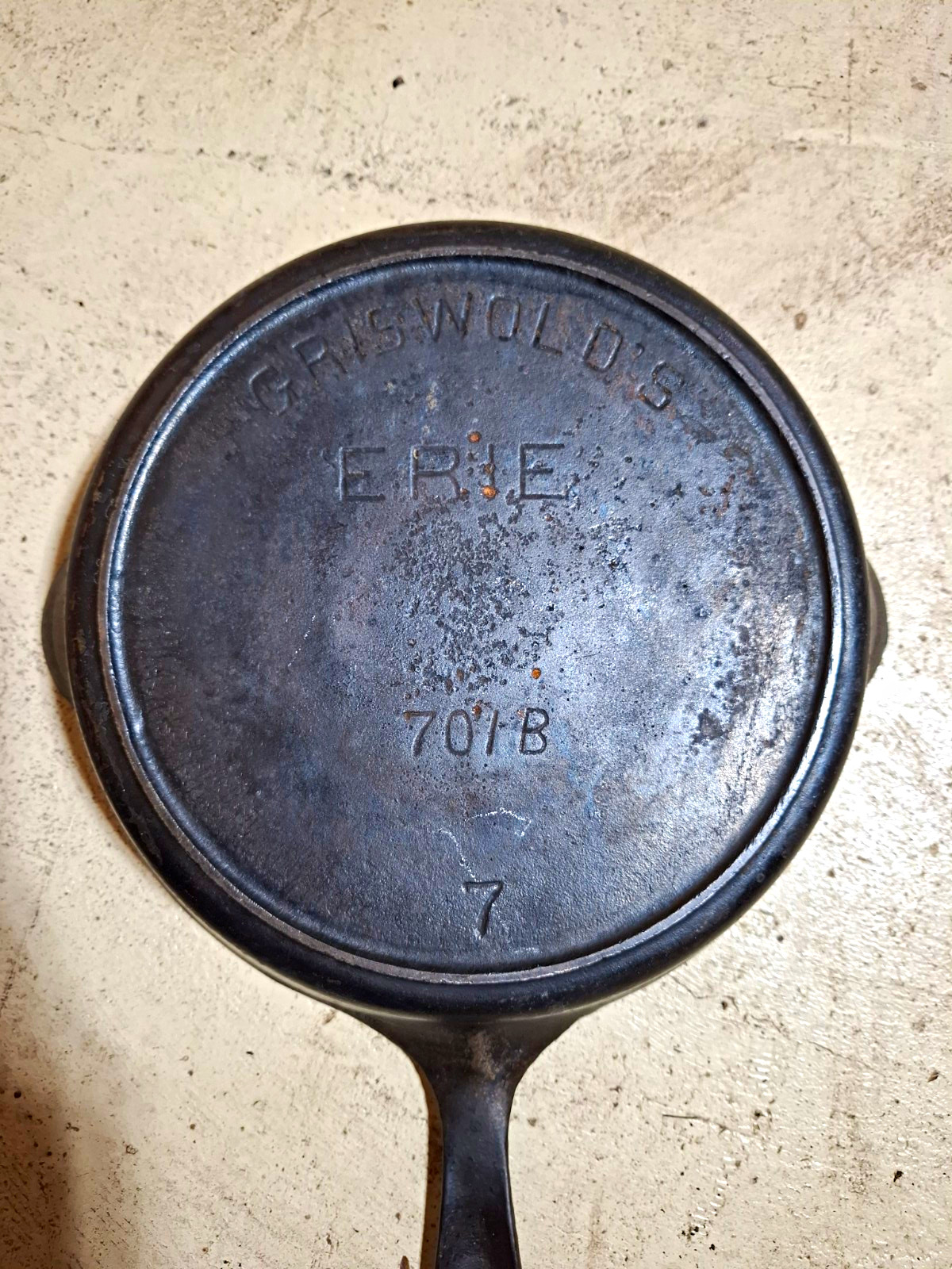 Rare Vintage Griswold No 7 Cast Iron Skillet 701B GRISWOLDS ERIE, 1907-1909