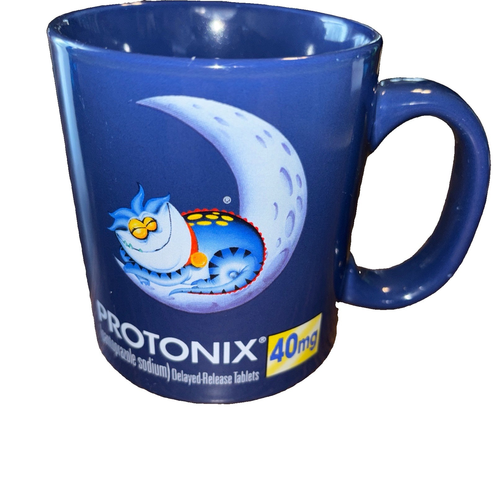 Pharmaceutical Drug Rep Protonix 40mg Blue Coffee LrgCup Promo Doctor 16oz Pharm