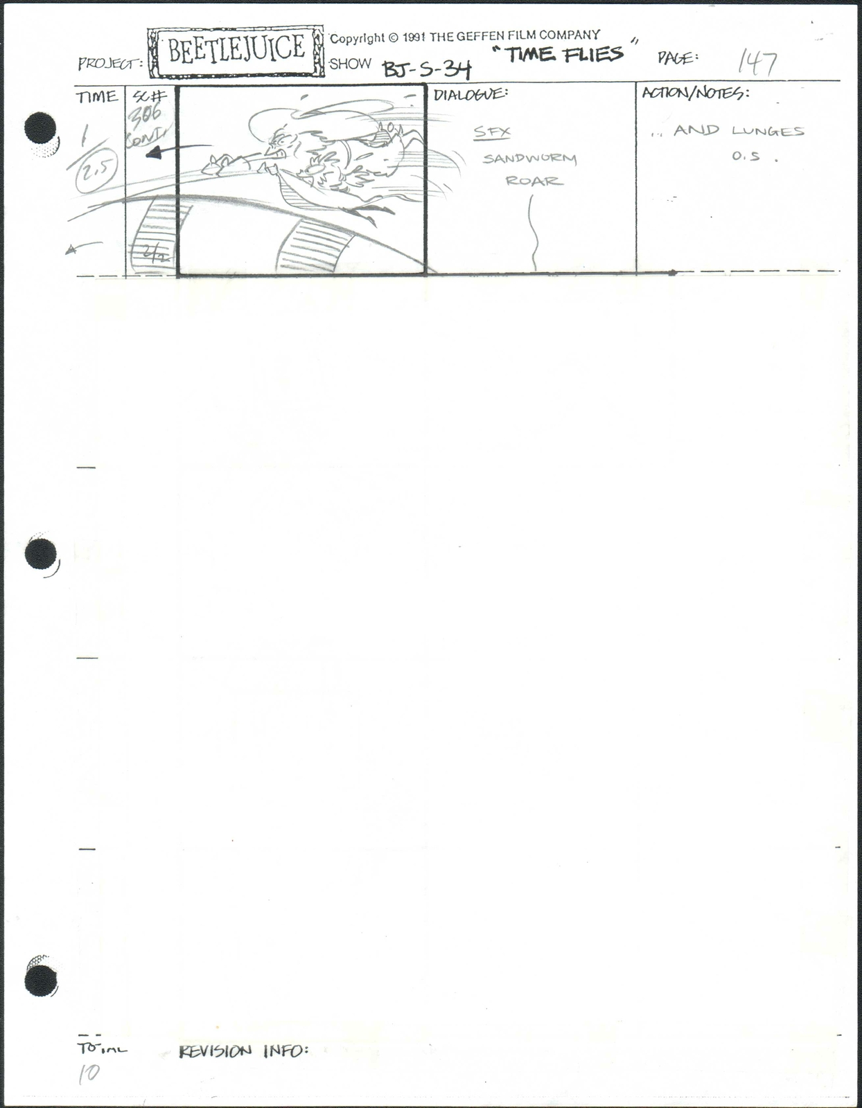 Beetlejuice Original Production Animation Storyboard Nelvana Tim Burton 1991 147