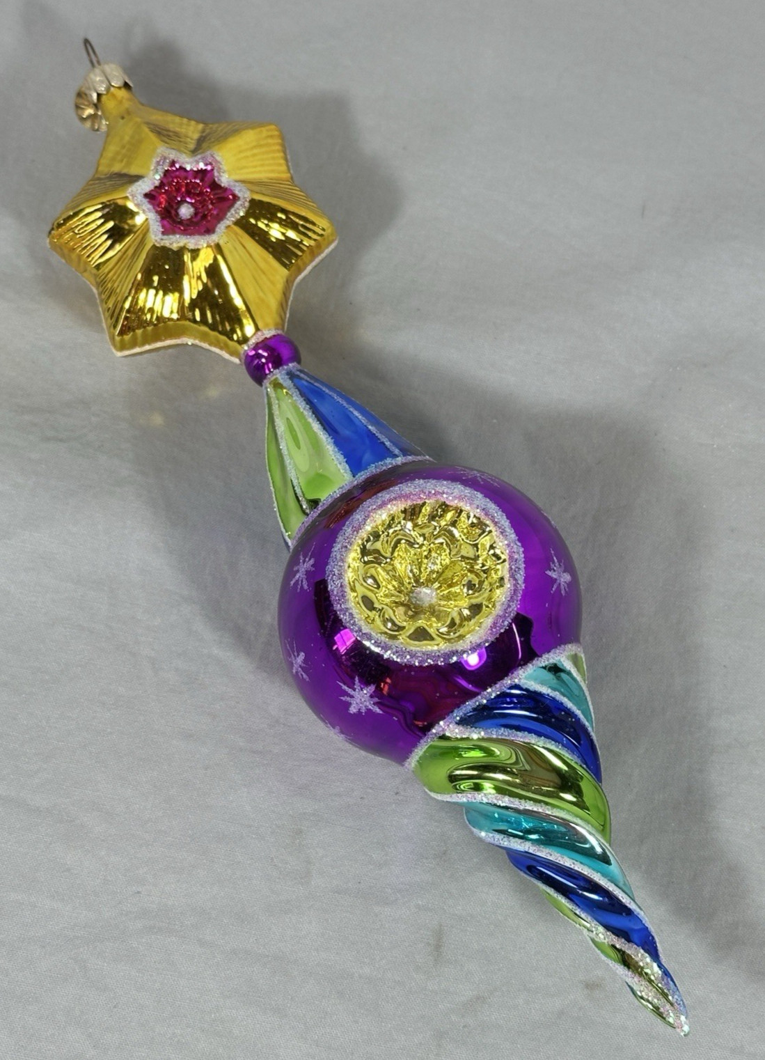 Christopher Radko Rare Ball Drop Star Ornament 11” w/ Tag Crack Noted READ