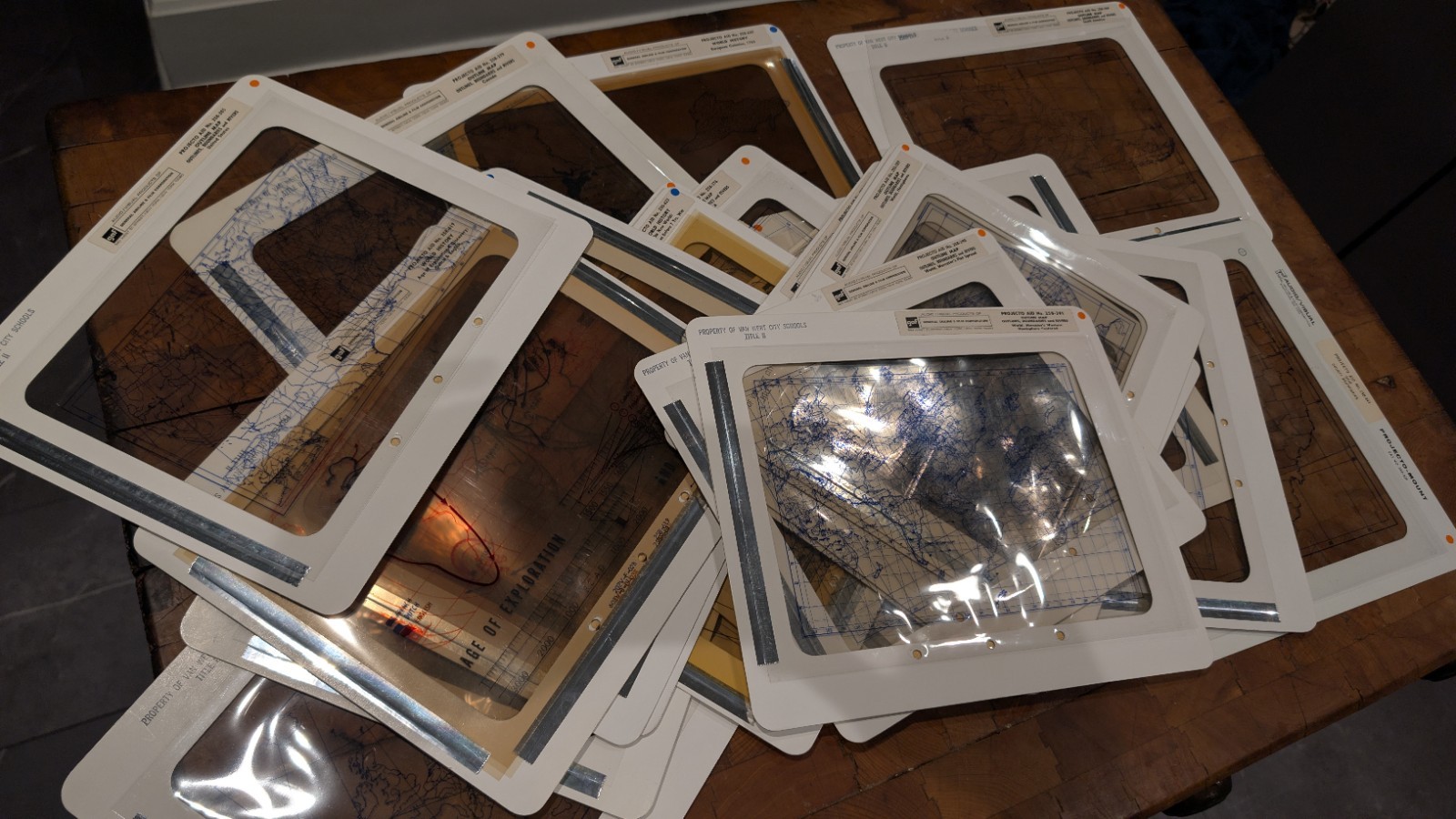 20 Vintage GAF Overhead Projector Transparency Maps Lot Ohio USA World History 