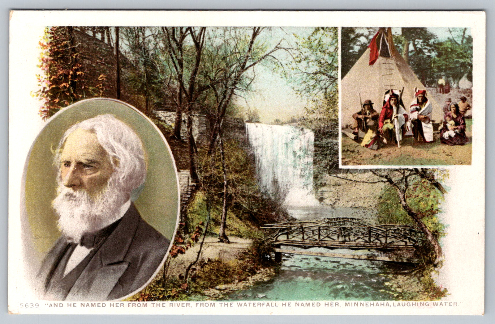 c1940s Minnehaha Laughing Water Phostint Detroit Publishing Waterfall Postcard