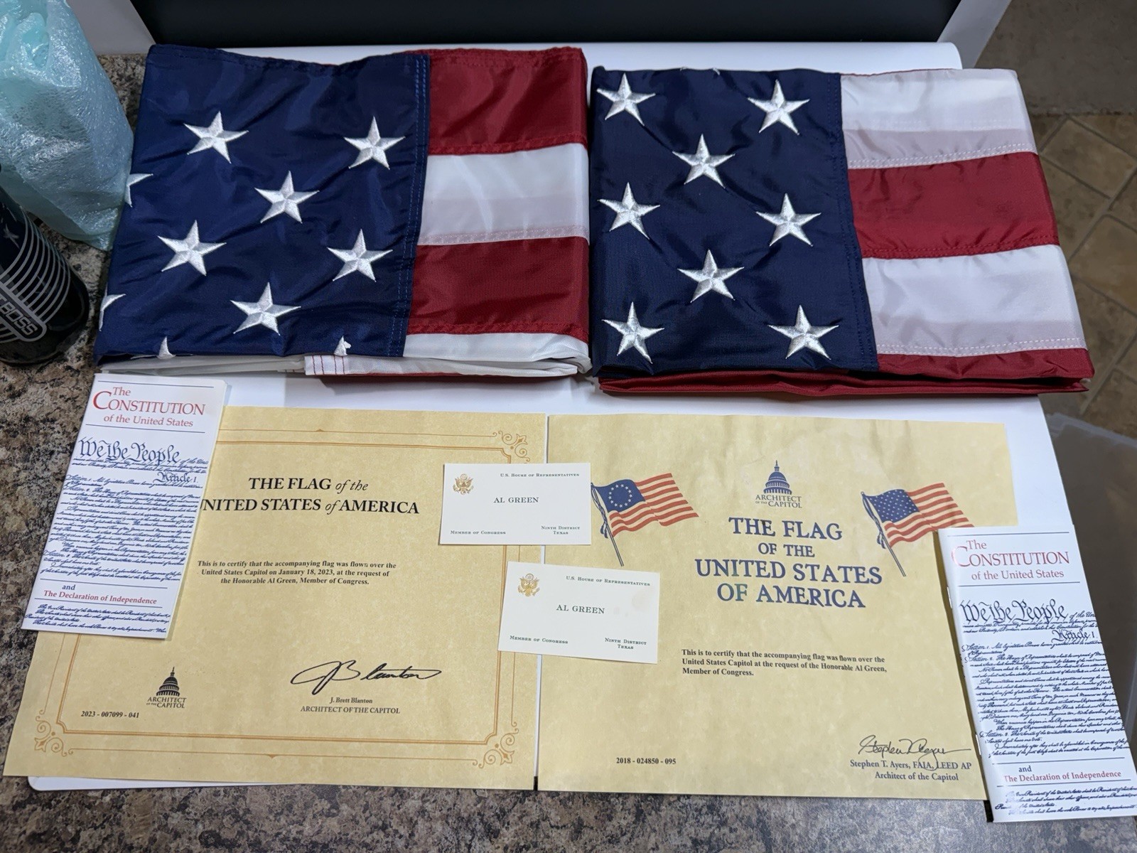2 U.S FLAG Flown Over US Capitol Building Senator AL Green 3x5 ft