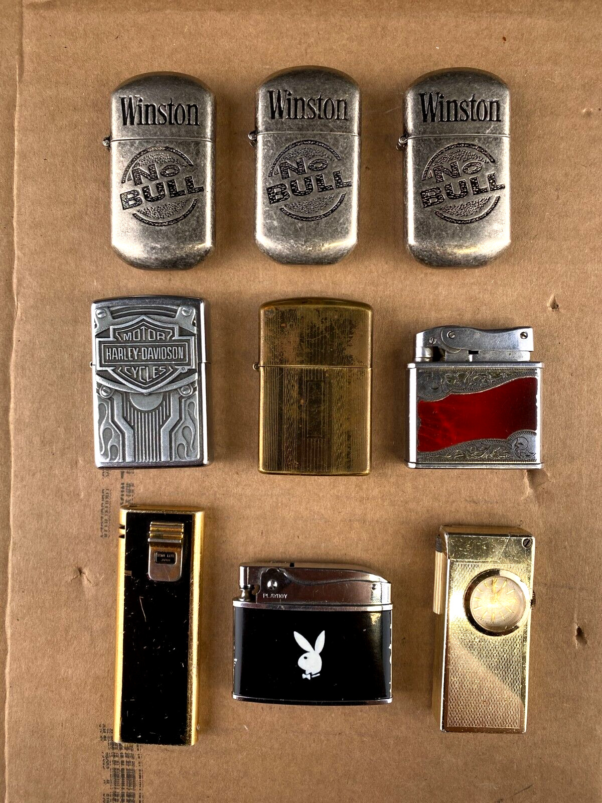 Vintage Lighter Zippo Ronson Rogers Winston Harley Lot of 9 Tested Working