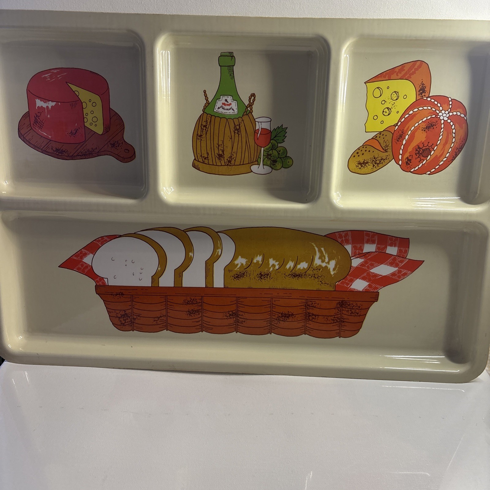 Vintage 1970s Italian  Decoration  Food Tray Plastic 20 X 13.5