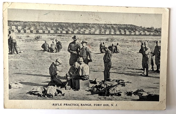 VTG 1941 FORT DIX NJ Postcard RIFLE PRACTICE RANGE