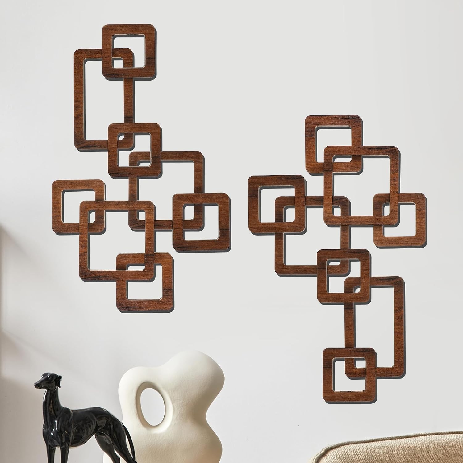 Mid Century Modern Wooden 3D Wall Decor 2 Piece Wooden Wall Art Wooden Mid