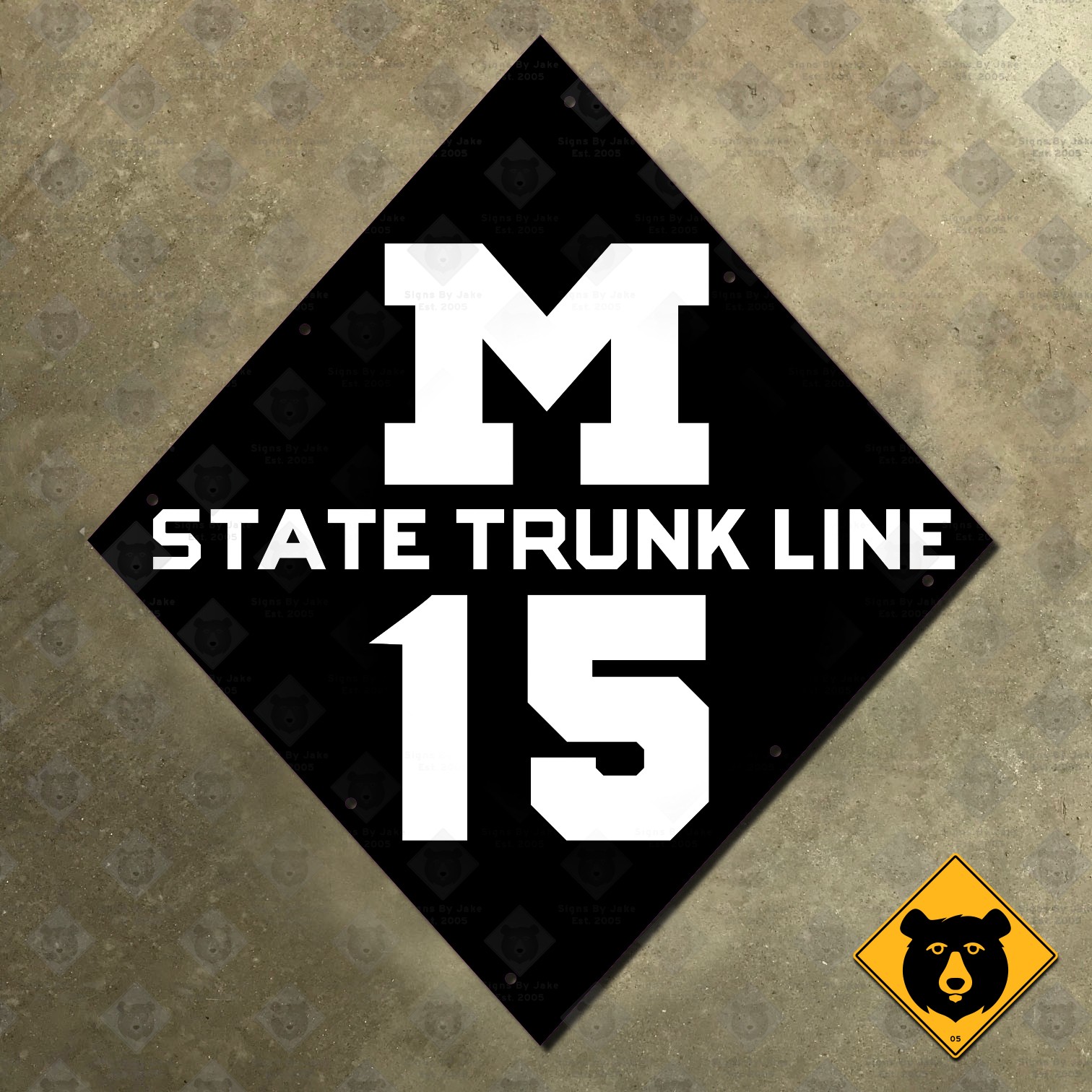Michigan state route M-15 highway sign 1920 trunk line 15x16