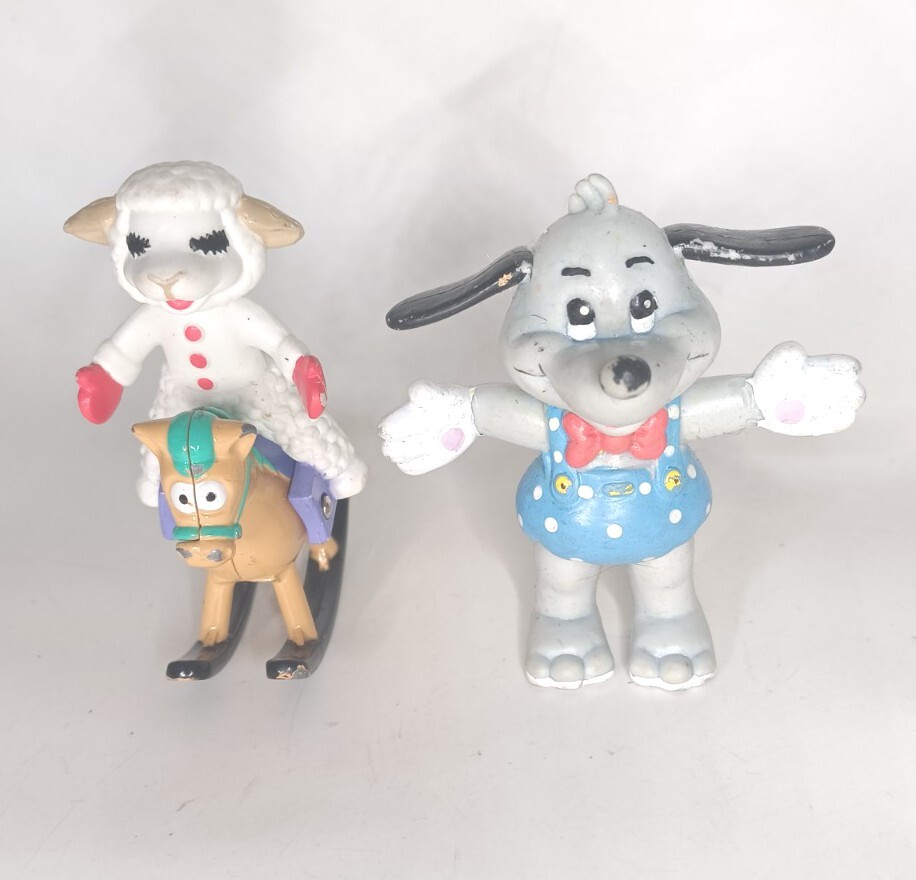 VTG LAMB Chop Baby Hush Puppy Bendy & Lamb Chop Rocking Horse Figures Lot of 2