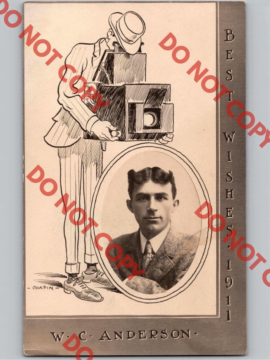 c1911 WC Anderson Photographer Photography Box Camera Illustration RPPC Photo