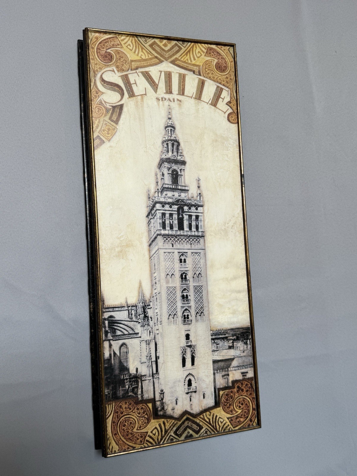 Vintage Style Seville Spain Wall Art Plaque Architectural Travel Decor Framed