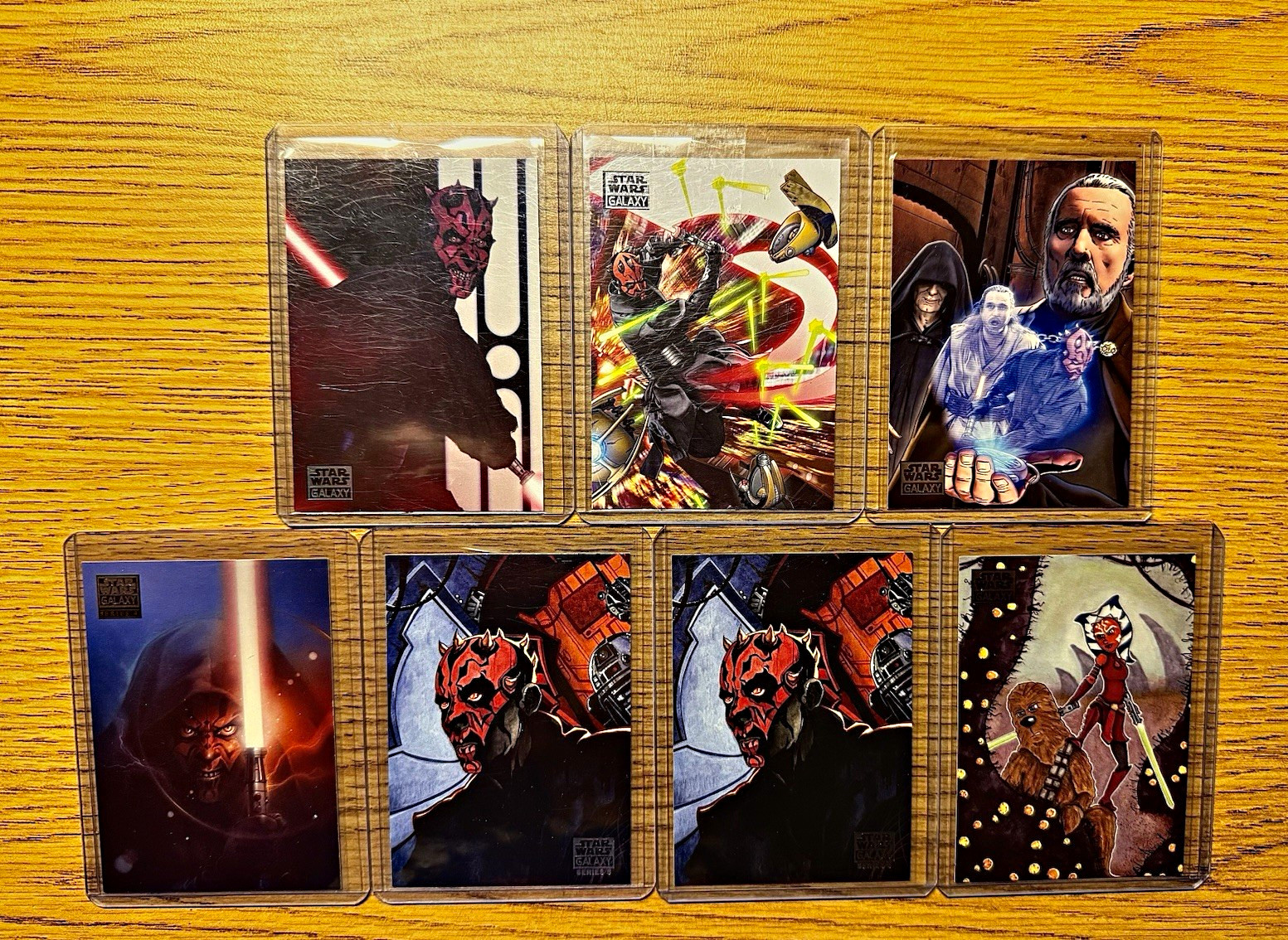 2009, 2010, 2012 Topps Star Wars Galaxy Darth Maul/Ahsoka 7 Card Lot