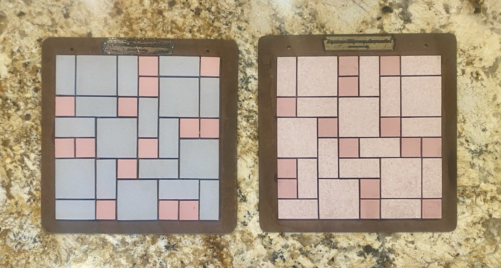 Two Vintage Keystone Ridgeway Ceramic Tile Salesman Samples