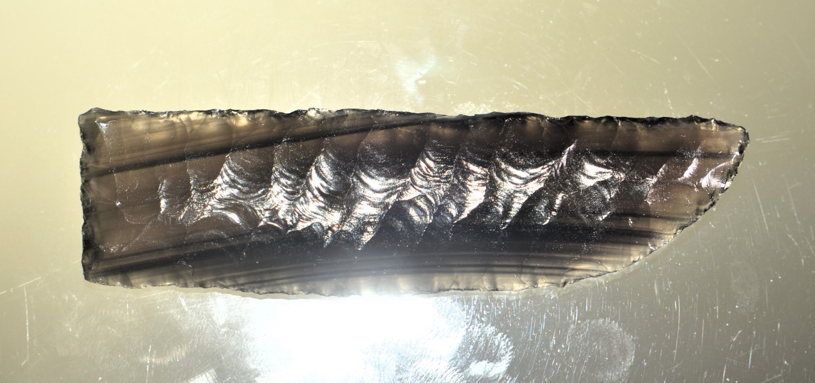 3.83 Inch Obsidian Knife Blade Primitive Tool Reproduction
