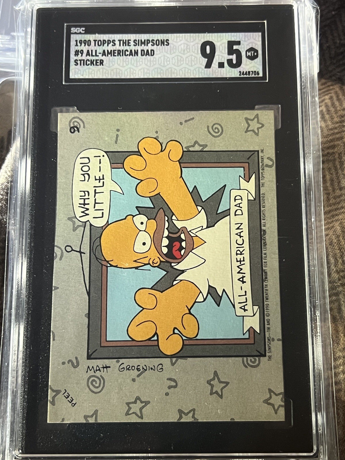 Homer Simpson 1990 Topps The Simpsons Sticker #7 SGC 9.5