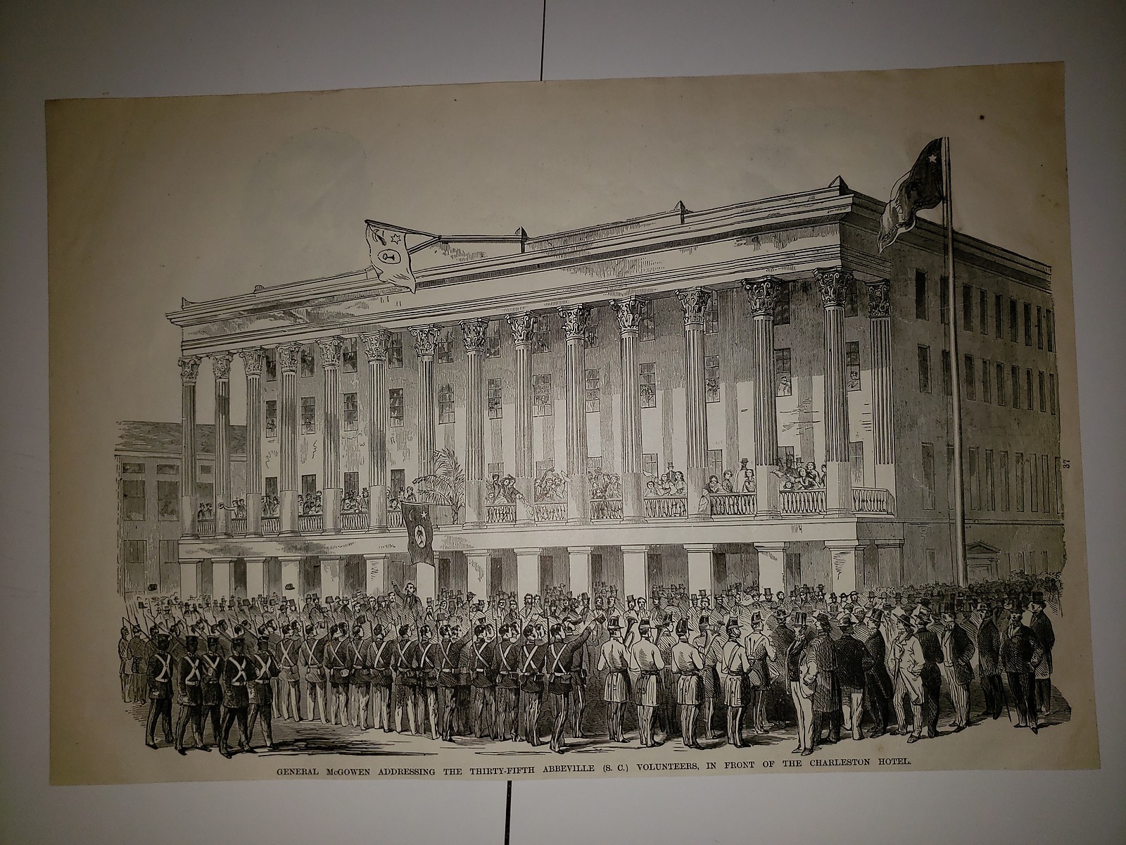 35th Abbeville South Carolina Volunteers Charleston Hotel Civil War 1896 Sketch