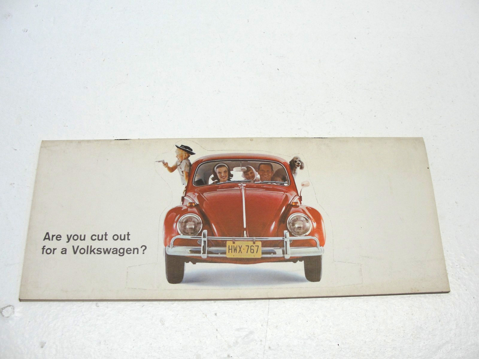VINTAGE 1960's VOLKSWAGEN BEETLE BUS KARMANN GHIA DIE CUT-OUT SALES BROCHURE