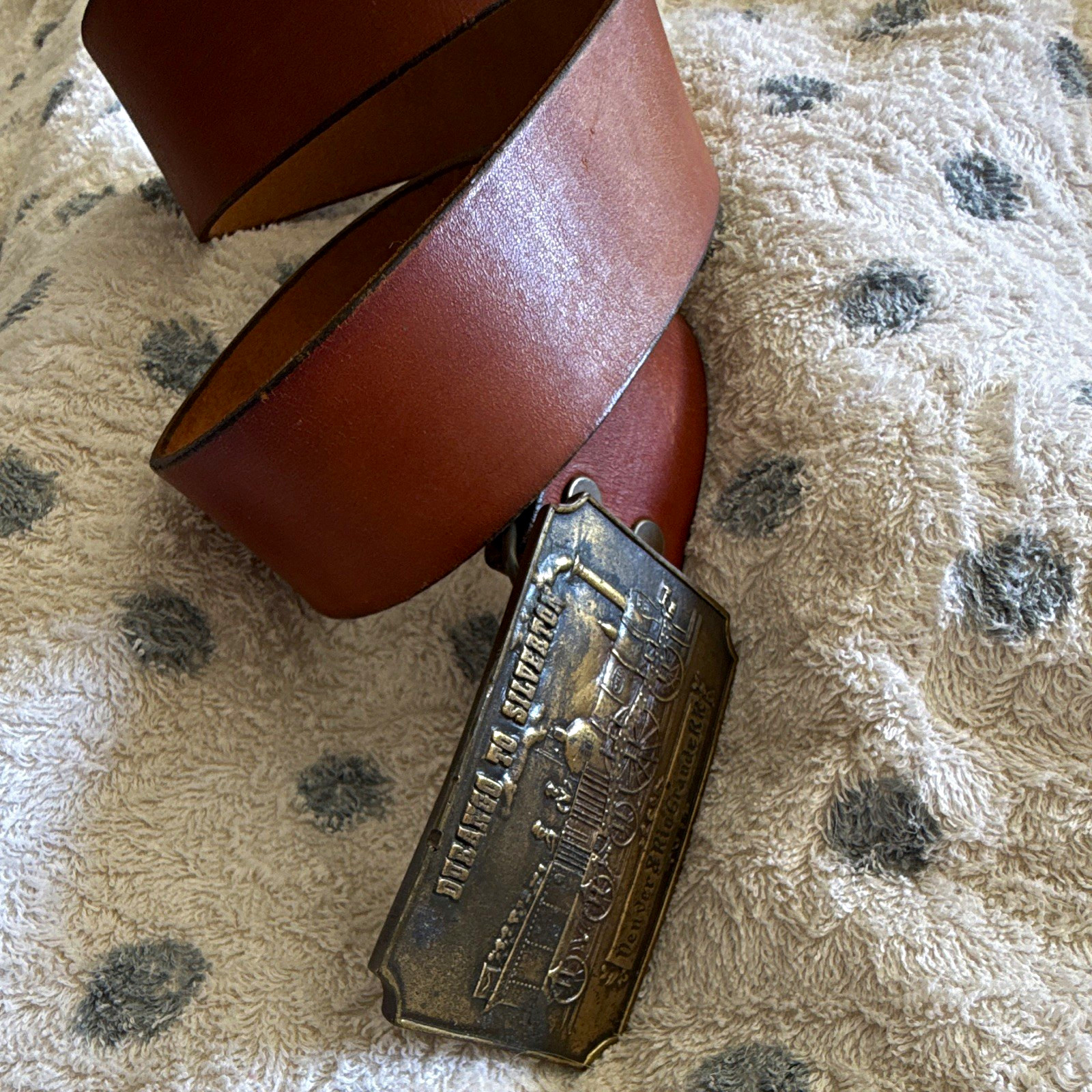 Denver & Rio Grande RR Durango to Silverton Train Belt Buckle w/ Brown Belt. 33