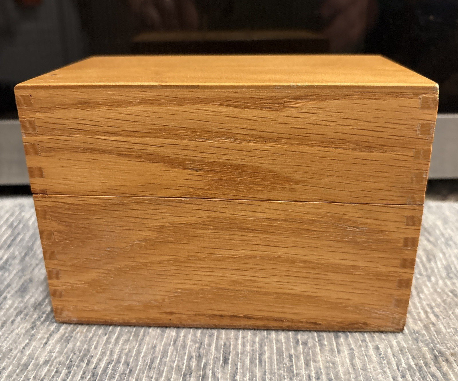 Vintage Wood Recipe Index Card Box with Dovetail Joints