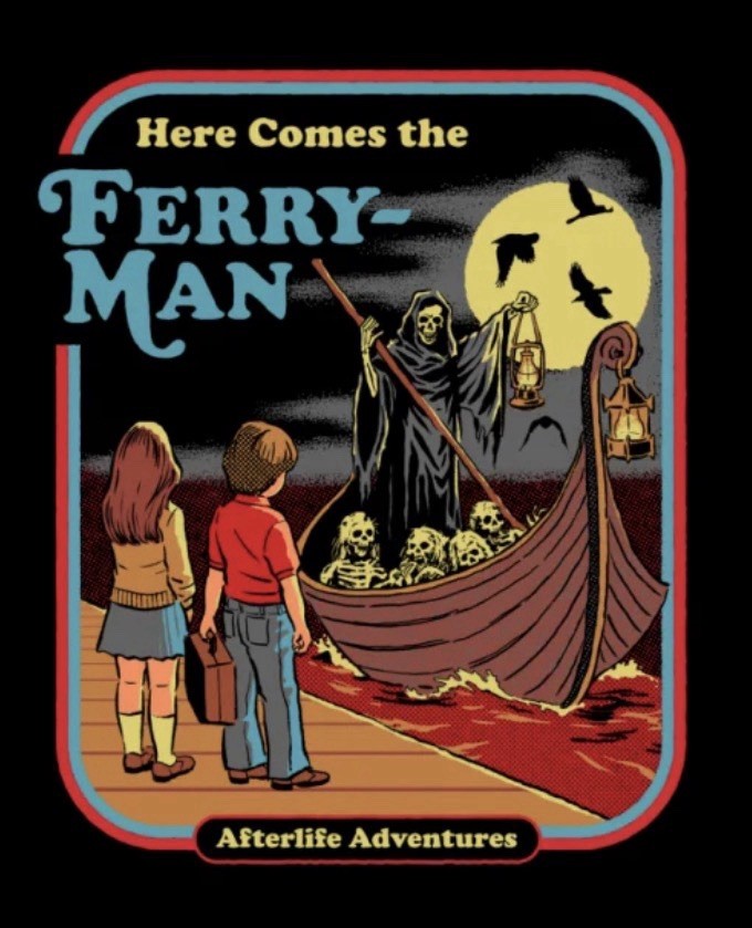 Here Comes The Ferry Man on a 2.5”x3.5” Metal Refrigerator Magnet.