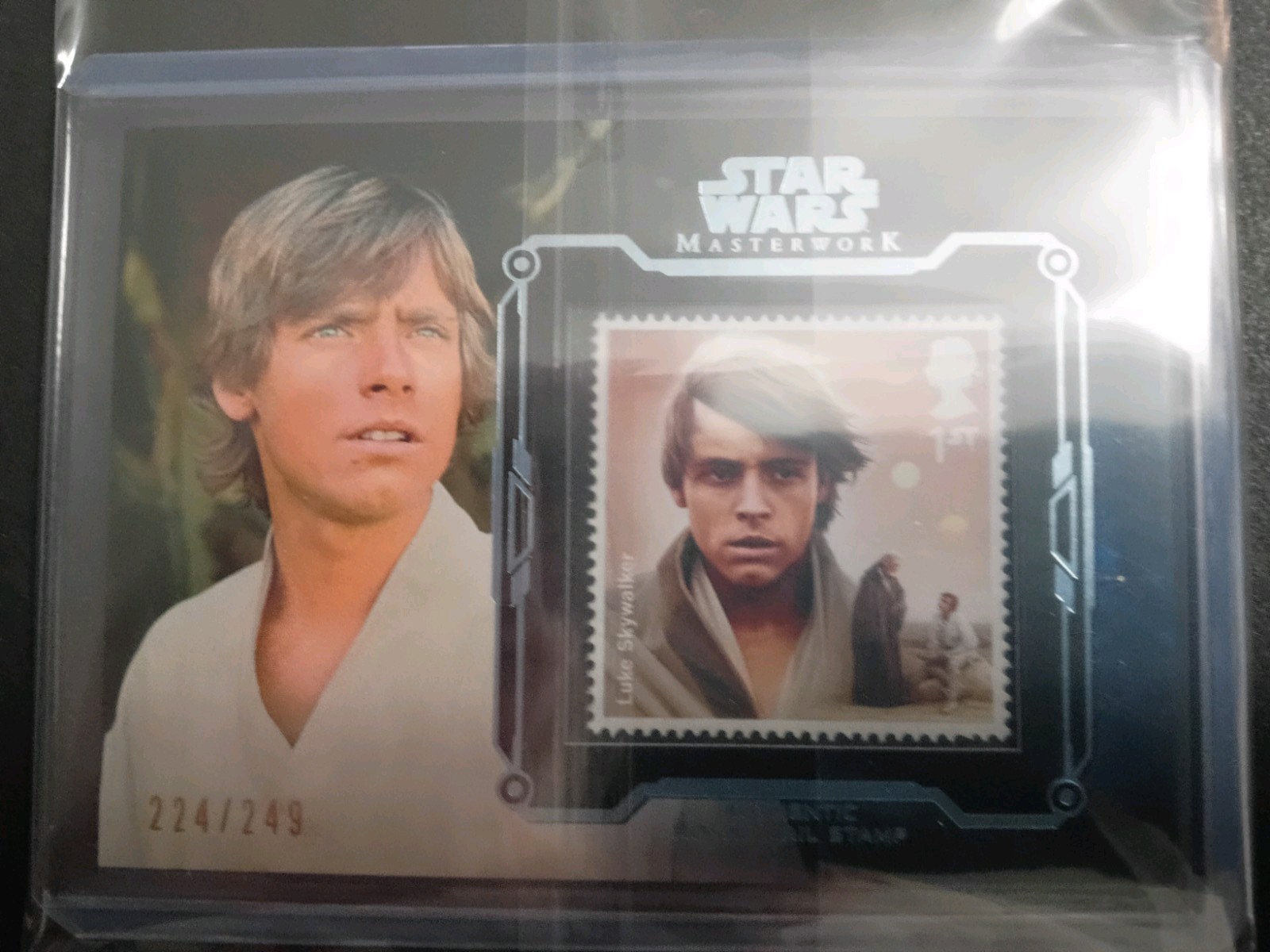 2016 TOPPS MASTERWORK LUKE SKYWALKER AUTHENTIC ROYAL MAIL STAMP #224/249 